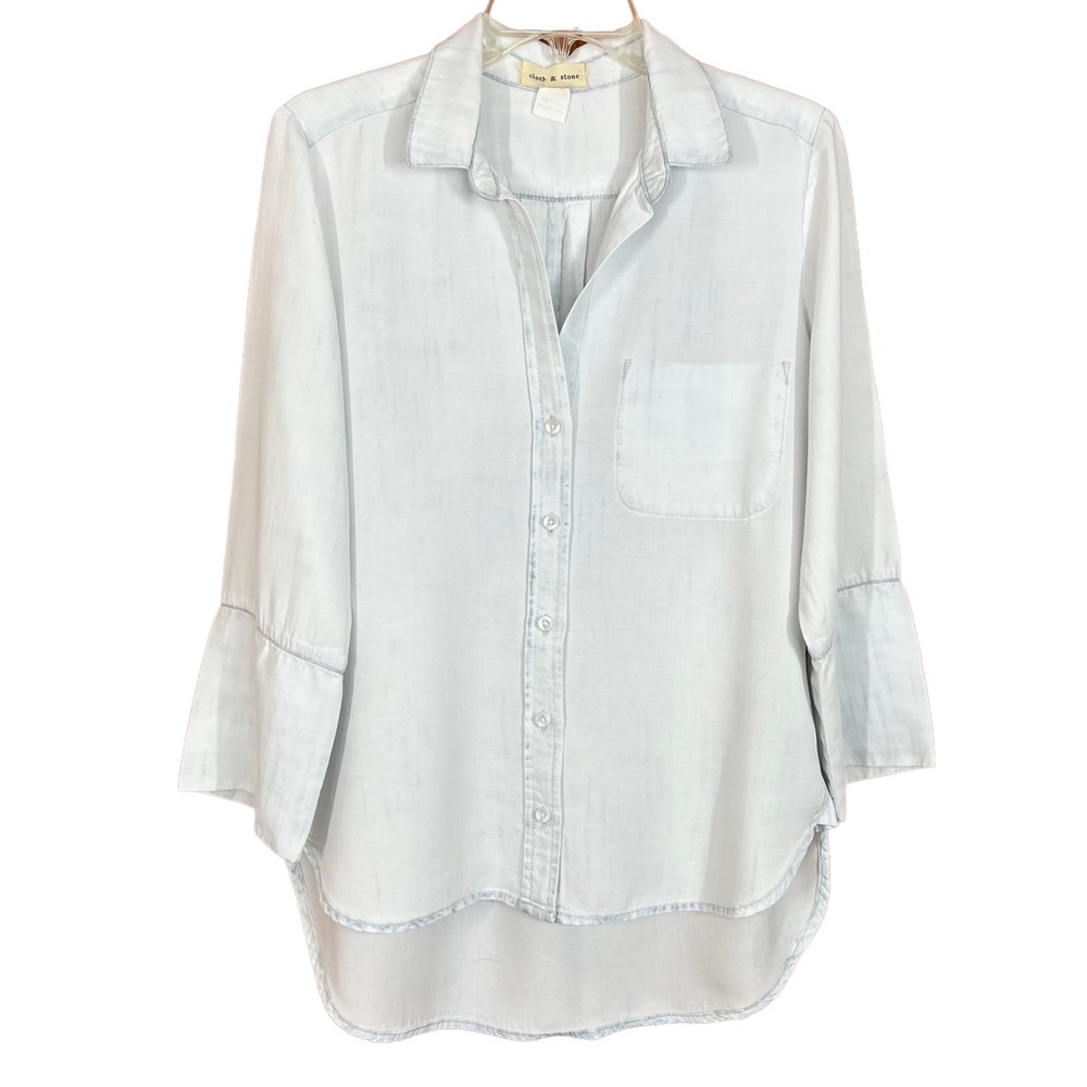 Cloth & Stone Anthropologie Pale Blue 100% Tencel Soft Shirt Women's Size Medium